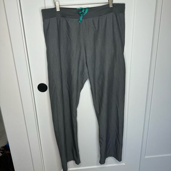 Figs Livingston Basic Scrub Pants Grey Teal Straight Leg Size XL - Picture 2 of 8